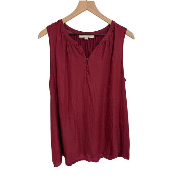 LOFT Tops - Loft Maternity Maroon Mixed Media Tank Womens L Pre-Owned